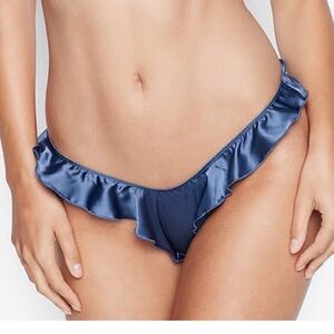 Victoria's Secret French Cut Satin Thong Ruffled Panty M